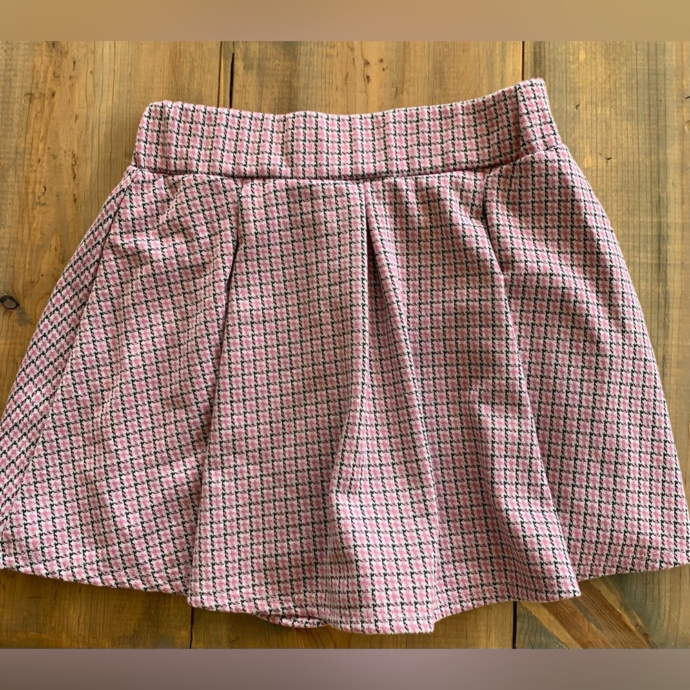 Paperoc Skirt, Paperoc Pleated Mini Skirt, Color: Black/Pink| Size: M